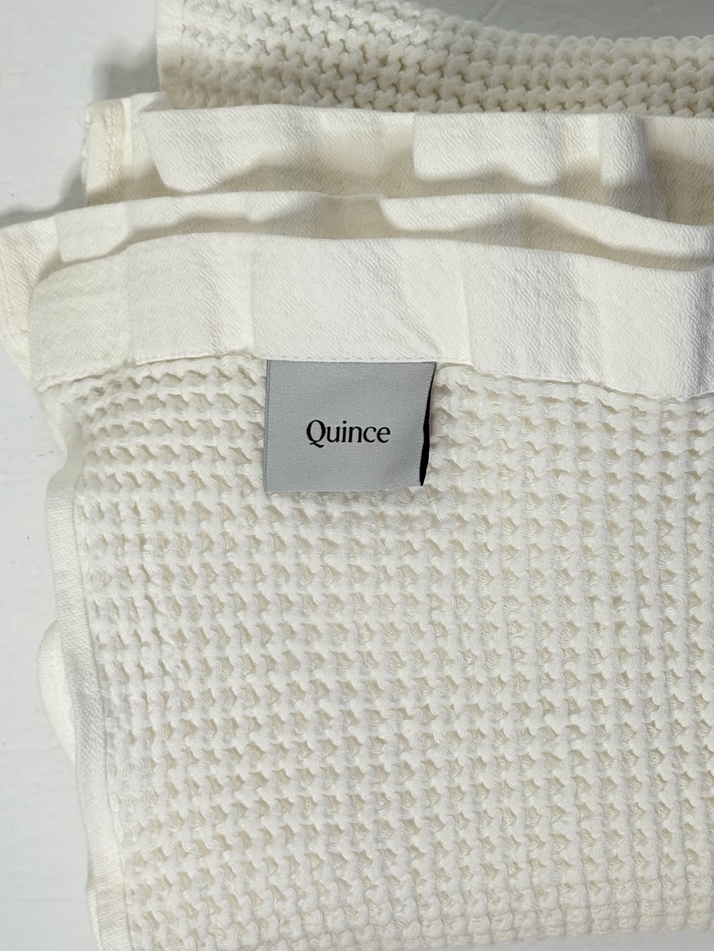 Quince Organic Thick Textured Turkish Cotton Waffle Bath Towel Mat - ivory white